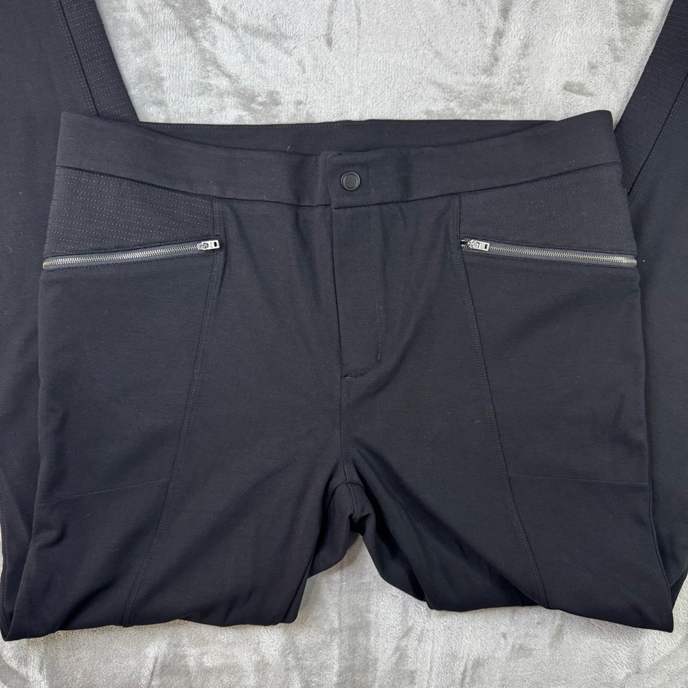 Athleta Womens Black Ponte Moto 2.0 Compression Pants Size 16